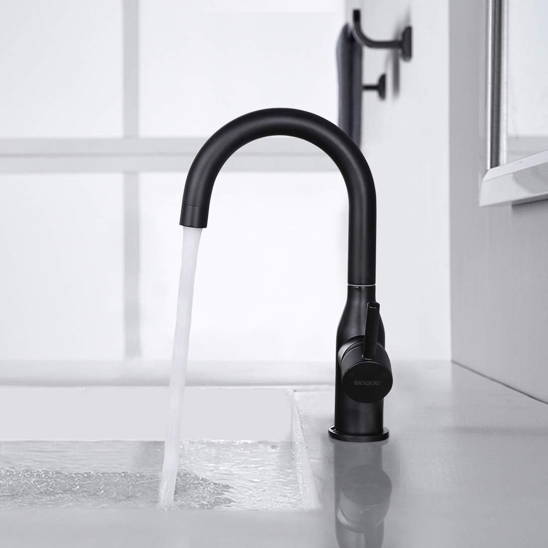 WOWOW Bathroom Faucet Kitchen Faucet Stainless Steel Single Handle Faucet Black Commercial Faucet Sink Basin Faucet High Arc 1 Modern Faucets Bar Kitchen Bathroom Faucet Lead-Free Drip-Free - - 