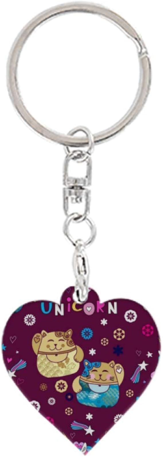Amazon Co Jp キーホルダーリング面白い猫ユニコーンフローラルギャラクシーかわいい動物 Z クールな女性男性女の子のための金属製の車の キーホルダーラウンド 服 ファッション小物