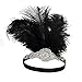 BABEYOND Vintage 1920s Flapper Headband Great Gatsby Headpiece Roaring 20s Feather Headband 1920s Great Gatsby Flapper Hair Accessories (Black)