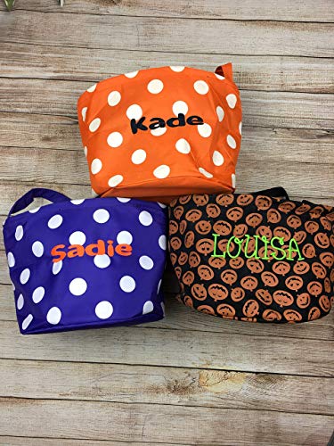Personalized Halloween Treat Basket Embroidered Trick or Treat Bucket, Pumpkin Candy Sack - Thumbnail 4