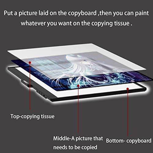 A4 LED Light Box Ultra-Thin Portable Light Board Tracing USB Power Cable Drawning Holder Stand Dimmable Brightness 10-Level Eye-Protected Pad for Kids Artists X-Ray Viewing Drawing Cartoon Copy