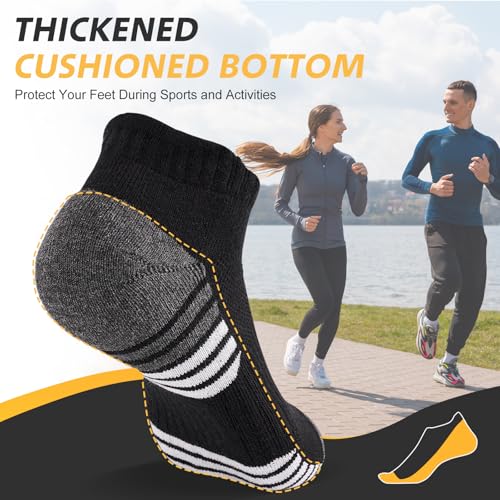 SockWaddles Running Socks Cushioned Ankle Trainer Socks for Men Women Cotton Low Cut Breathable Athletic Sports Socks (6/10 Pairs)