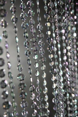 Diamonds Beaded Curtains, Smoke Gray Iridescent, 3 Ft x 6 Ft