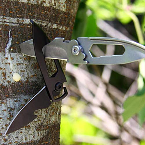 Vosarea 2pcs Mini Multifunction Key Chain Knives Fruit Knife Bottle Opener Folding Blade Pocket Knife Outdoor Camping Survival Tools (Black)