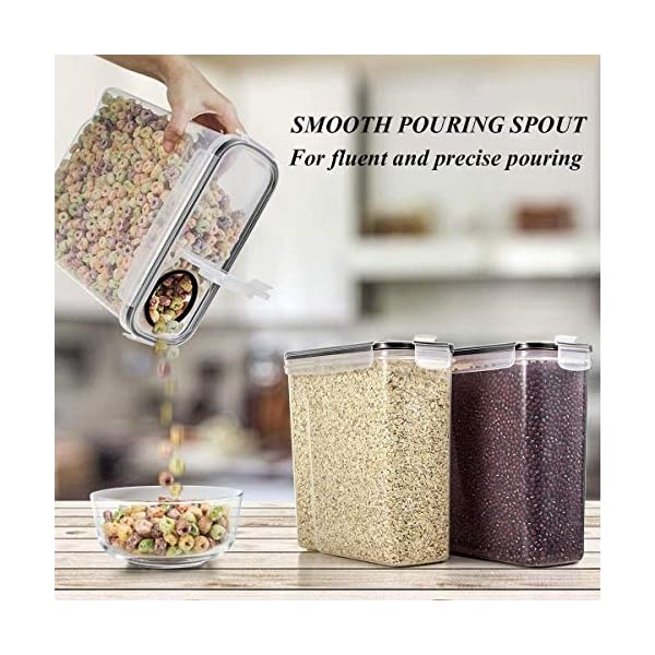 Cereal & Dry Food- Wildone Airtight Cereal Storage Containers Set of 8 [2.5L / 85.4oz] for Sugar, Flour, Snack, Baking…