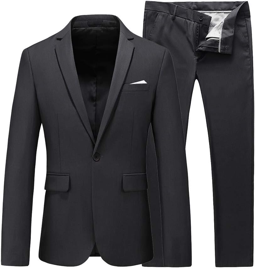 UNINUKOO Mens Slim Fit 2 Piece Single Breasted Jacket Party Prom Tuxedo Suits
