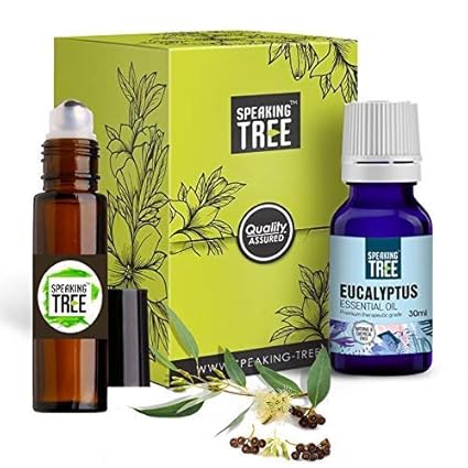 Speaking Tree - Eucalyptus Essential Oil (30ml) with Roller - 100% Pure, Natural and Undiluted