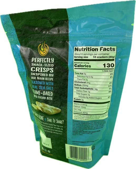 Kokobunch Stonefire Authentic Naan Crisps Variety Bundle - Sea Salt, Garlic Cheese & Everything Flatbread Crackers (4-Pack, 6oz Bags)