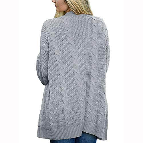 Clearance Sale! Pervobs Womens Knitted Cardigan Loose Solid Open Front Long Sleeve Pocket Sweater Coat Tops Blouse(XL, Gray) - Thumbnail 2