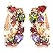 FC JORY Rose Gold Plated Prongs Crystal CZ Cubic Zirconia Multi-color Hoop U Pear Earrings