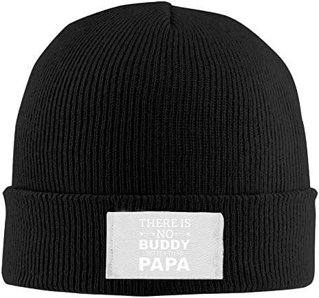 Siaidaoz1 Men No Buddy Better Than Papa Warm Sports Style Warm Knit Beanie Skull Cap Cuff Beanie Hat Knit Hat/Cap Black
