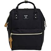 Anero ATB0197Z Backpack with Clasp, S, A4 Base, Water Repellent, Multiple Storage, PC Storage, Black
