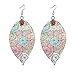 Myhouse Hollow Leaf Print Earrings Vintage Ethnic Ear Pendant Metallic Color Earrings