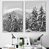2 Piece Framed Canvas Wall Art Misty Forest Canvas Prints Home Artwork Decoration for Living Room,Bedroom - 16