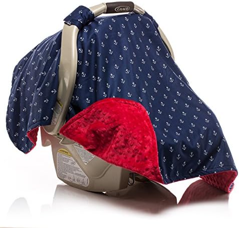 Elonka Nichole Baby Boy Car Seat Canopy, Nautical Mini Anchors