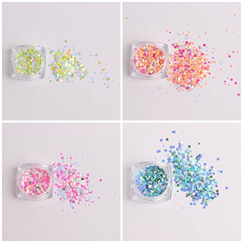 WOKOTO 12 Box 1mm 2mm 3mm Mixed Color And Size Confetti Nails Shiny Round Ultrathin Sequins Nail Art Decoration Set