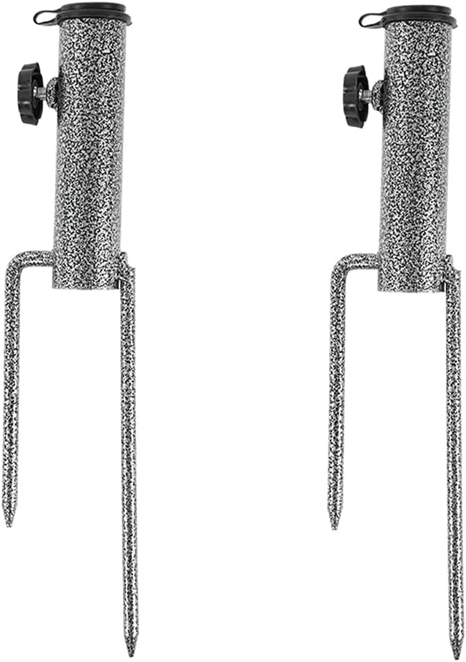 Eidoct 2pc Patio Beach Umbrella Ground Anchor Steel Holder Stand 22-38mm