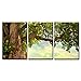 wall26 - 3 Piece Canvas Wall Art - Spring Meadow with Big Tree with Fresh Green Leaves - Modern Home Art Stretched and Framed Ready to Hang - 24