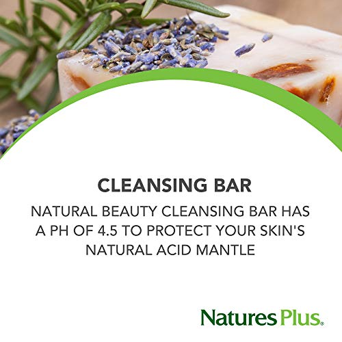 NaturesPlus Natural Beauty Cleansing Bar (3 Pack) - 500 iu Vitamin E with Allantoin, 3.5 Ounce Bar - Natural Cleanser, Made with Organic Ingredients, Anti-Aging- pH of 4.5 - Vegan