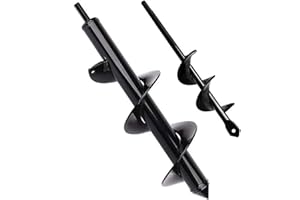 Berfea Auger Drill Bit Set 2-Piece Garden Auger Post Hole Digger 3.15 x 11.8 in & 1.6 x 8.7 in，Bulb Planter Tool for Planting Bulbs Seedlings，Digging Holes Deep Cultivating