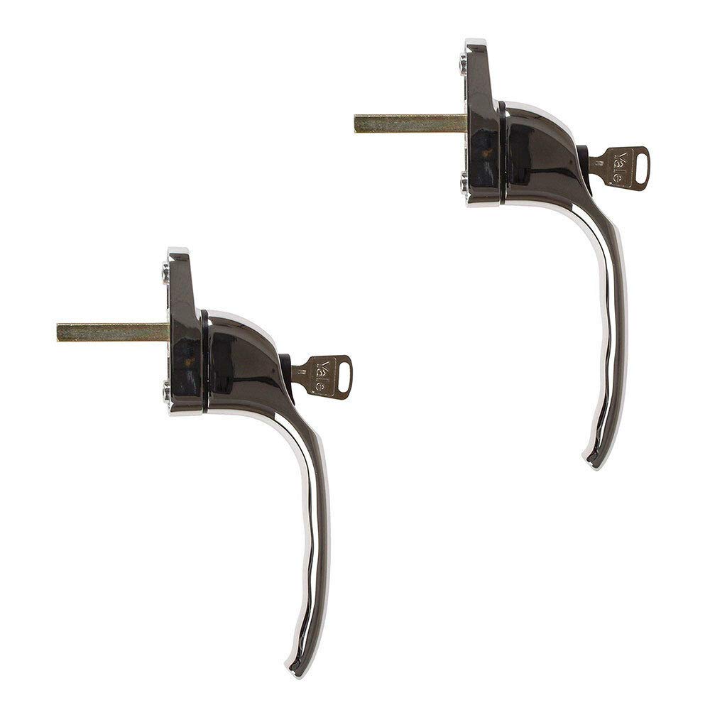 Yale P-2YWHLCK40N-PC Universal Window Handles, fits Right or Left Handed windows, 40mm spindle, Lockable, Visi Packed, suitable for PVCu windows, Polished Chrome Finish, Pack of 2