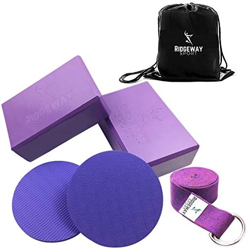 Yoga Gift Set 6-Piece-Includes 2 Lightweight High-Density EVA Foam Yoga Blocks, 1 Yoga Strap, 2 Yoga Pads and 1 Travel Carrying Bag, Deepen Poses Brick Accessories Pilates Eva NonToxic EcoFriendly