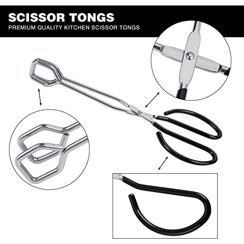 BIGSUNNY Stainless Steel Scissor Tongs Heavy Duty Cooking Tongs with