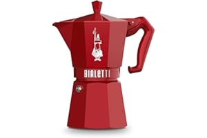Bialetti Mocha Exclusive Italian Red for 6 Cups, Direct Fire (Coffee Maker, Espresso Maker, Makinetta)