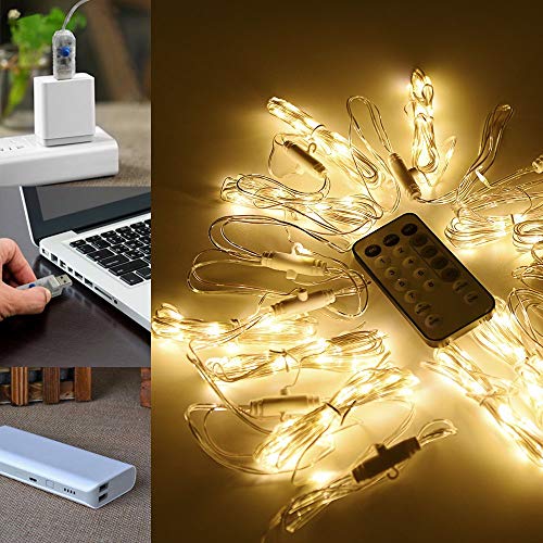 Tenda Luminosa, TAOPE Luci a Cascata per Finestra Balcone 300 LED/IP65 Impermeabile/8 modalità Controllo remoto Senza Fili, Lucine fatate romantiche per Decorazione Feste Natale Capodanno Bianca Calda