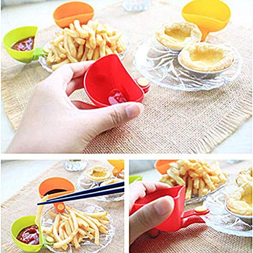 Upgrated 4Pcs 7.5x5x4.5CM Dipping Saucer with Clips Set, Kitchen Dining Room Soy Sauce Dishes, Seasoning Dish Small for Party BBQ Buffet