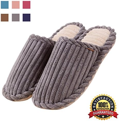 VTURE Men's and Women's New Stripe Corduroy Anti-slip House Slippers