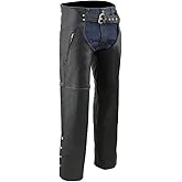 Milwaukee Leather Chaps for Men's Black Prime Leather Zipped Thigh Pocket-Mesh Lined Motorcycle Rider Chap-SH1190