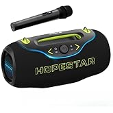 WorryFree Gadgets Portable Bluetooth Speaker with RGB Lights, Mic with EQ & Volume Control, 10M Range, Shock Heavy Bass, 200W, Black