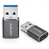 Amurx USB to USB C Adapter 2 Pack 10Gbps 3.2 USB C to USB A Converter | USB 3.2 Gen 2, 480Mbps Fast Charging &amp; Data Sync for iPhone 18/18Duo/17/16, Samsung Galaxy, Google Pixel &amp; Type C Devices