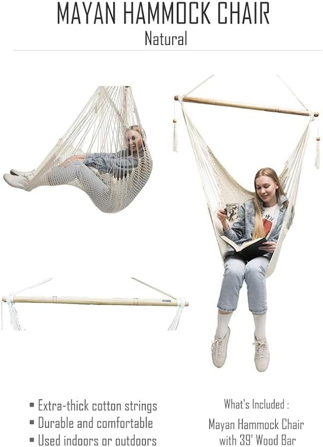 Hammock Universe Mayan Hammock Hanging Chair Easy To Use Comfortable Cotton Fabric Holds Up To 250 Pounds Yucatan S Favourite Amazon Ca Patio Lawn Garden