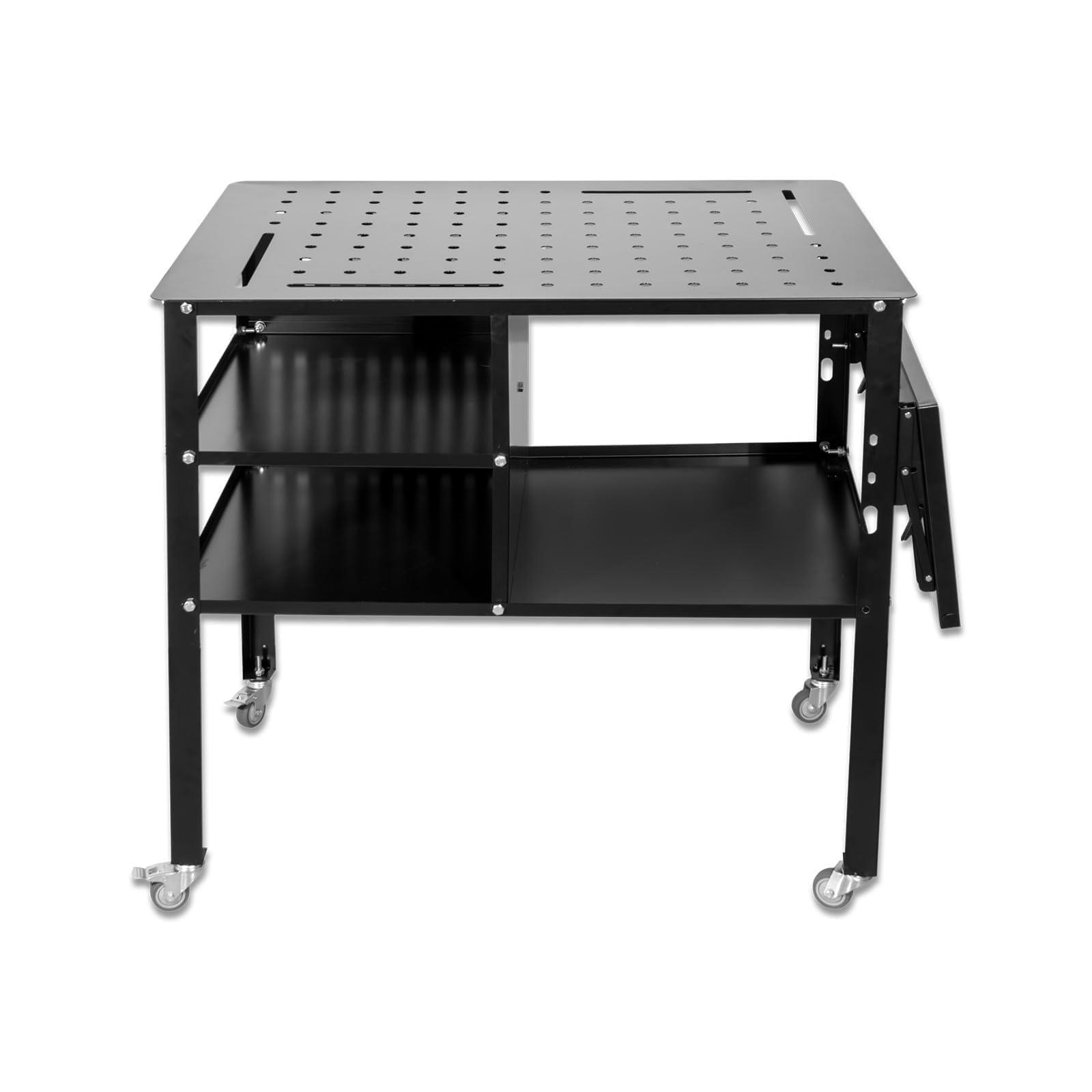 Photo 1 of Welding Table Heavy Duty Mobile Steel Workbench with Wheels, Work Station Universal Workbench for Metalworking, Cutting Grinding Welding Projects, Sturdy Support Frame