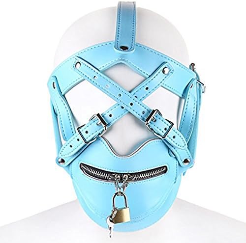 camaTech Leather Full Covered Adjustable Mask with Zipper Mouth for Cosplay Costume
