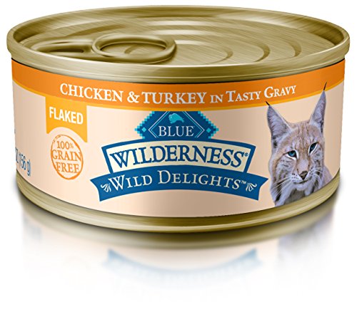 Blue Wilderness Wild Delights Adult Grain Free Flaked Chicken & Turkey In Tasty Gravy Wet Cat Food 5.5-Oz (Pack Of 24)