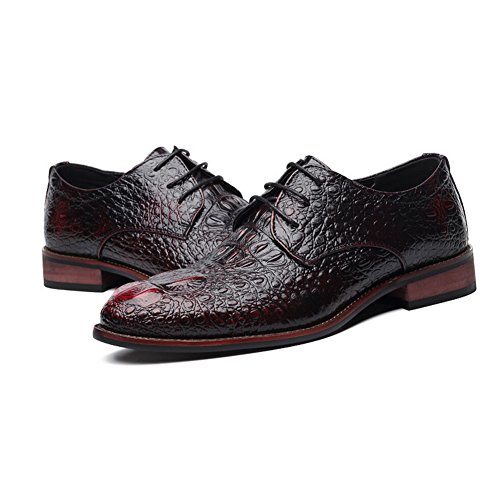 DeLamode Men Retro crocodile Grain Real Cow Leather Shoes Lacing Luxury