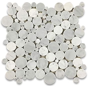 Carrara White Italian Carrera Marble Bubble Round Mosaic Tile Honed Coslab Uk