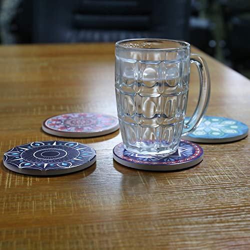 Absorbent Ceramic Stone Coasters for Drinks,Cute Coffee Mats with Cork Base,Prevent Furniture from Dirty and Scratched,Absorbing Hot/Cold Water Rings to Keep Your Bar/Table Clean,4" Diameter - Thumbnail 4