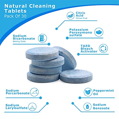 Water Bottle Cleaning Tablets 30Pack Protein Shake Cleaner Tablets Biodegradable, Tumbler and