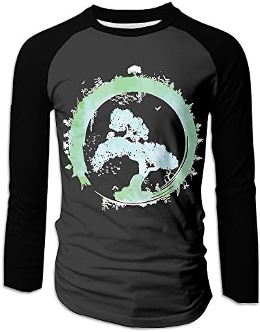 JYWYLOm Japanese Bonsai Tree Enso Circle Art Printed Long-Sleeve T-Shirt For Men