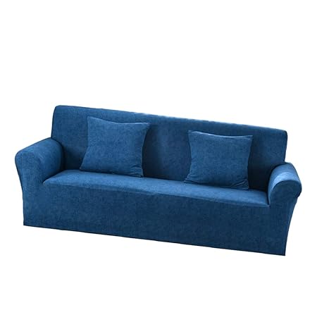 D DOLITY Elastische Stretch Sofabezüge Sofahusse Couch Sofa Husse für 2er-/3er Sofa, Farbwahl - Blau - 2 Sitzer