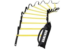 UAMLVCN Sport Agility Ladder 6rungs/8rungs/10rungs /12rungs/14rungs/16rungs/20rungs Soccer Training with Equipment Bag Fitness or Speed Agility Training for Training Football Soccer Basketball Athletes and Teens or Kids Yellow/Red/Blue