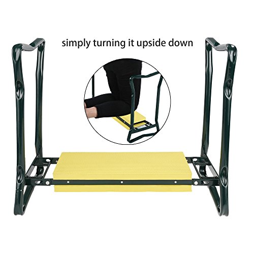 Elever Home Garden Kneeler, Folding EVA Foam Padding Seat Outdoor Lawn Bench Chair Kneeler With Tool Pouch[US Stock] (Yellow) - Thumbnail 3