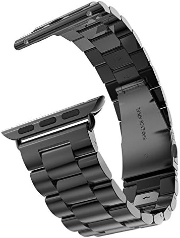 WESHOT Apple Watch Band Stainless Steel, Classic Buckle Clasp Strap With Watch Tool for Apple Watch 42MM Black