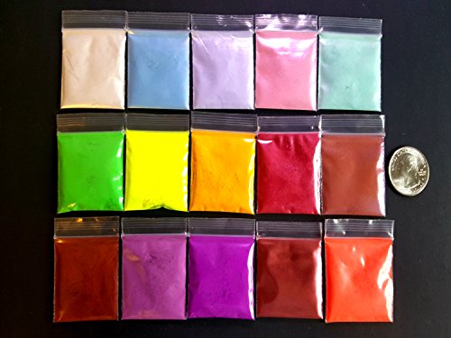 15 Piece Cosmetic Grade Mica Mineral Makeup Baggie Sampler Soap Dye Pearl Pastel Shimmer & Matte Soap Colorant DIY Pigments 1/2 Gram Each Bag Myo Set's # 5, 7, & 12