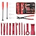 MICTUNING 19Pcs Auto Audio Trim Removal Tool Set & Clip Plier Upholstery Fastener Remover Nylon Dash Door Panel Stereo Tool Kits (Red)