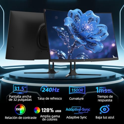 32 Zoll Curved Gaming Monitor, FHD 1920×1080, 240Hz, VA Panel, 1500R, 5000:1 Kontrast, 1ms MPRT, HDR10, AMD FreeSync, 128% sRGB, Flicker-Free, HDMI 2.0, DP 1.4, VESA, H32C5